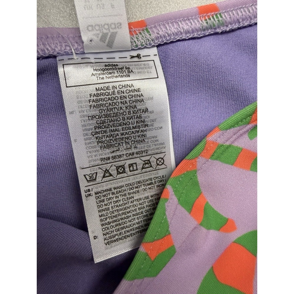 Adidas x FARM Rio Tropical Palm Tree Bikini Set Purple Green Orange XS NWT - Picture 10 of 12